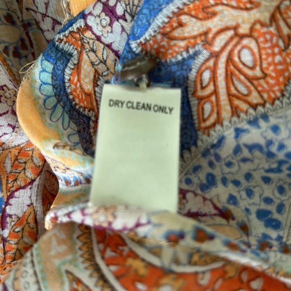 Anthropologie Aratta Silent Journey Peach & Blue Paisley Velvet Trim Blouse - S - Picture 12 of 13